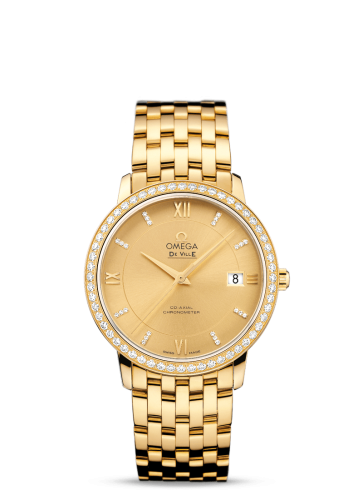 Omega De Ville Prestige Co-Axial 36.8 Yellow Gold / Champagne / Diamond / Bracelet